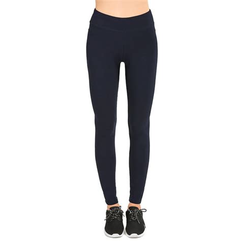 thelovely women and plus cotton high waist full length cotton workout leggings navy m