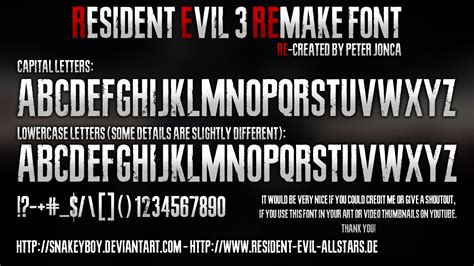 Resident Evil 3 Remake Font By Snakeyboy On Deviantart