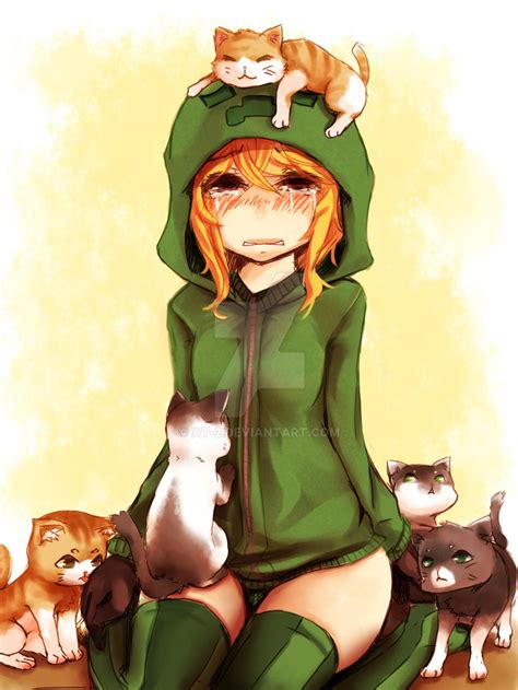 Anime Minecraft Creeper With Cats By At 2 On Deviantart