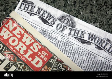 Final Issue Of News Of The World Newspaper London With First Issue