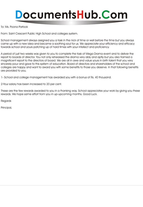 Appreciation Letter For Teacher Documentshubcom