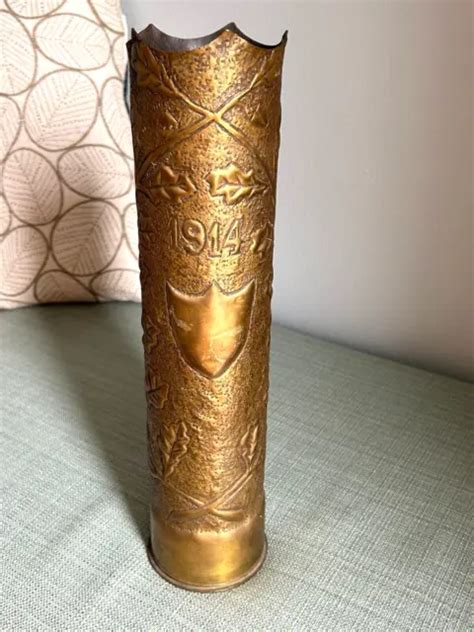 Ww1 Trench Art 1916 French Artillery Shell 75mm ‘1914 Embossed