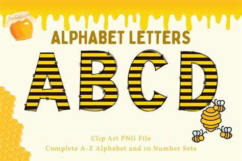 Honey Bee Alphabet Sublimation Doodle Graphic By Paepaeshop168