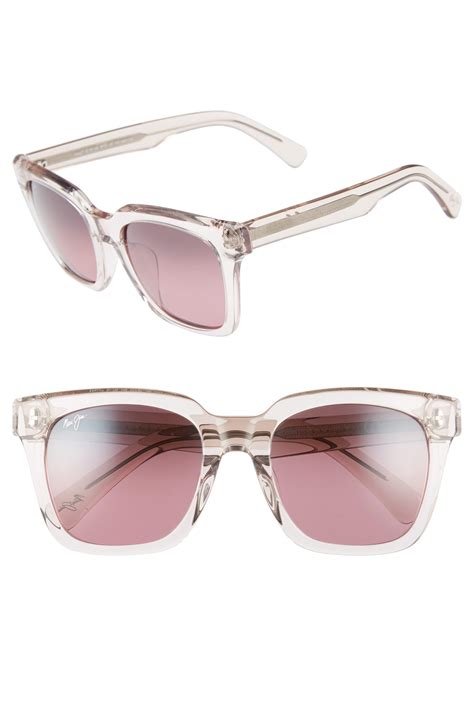 maui jim heliconia 53mm polarizedplus2 square sunglasses crystal pink maui rose lyst