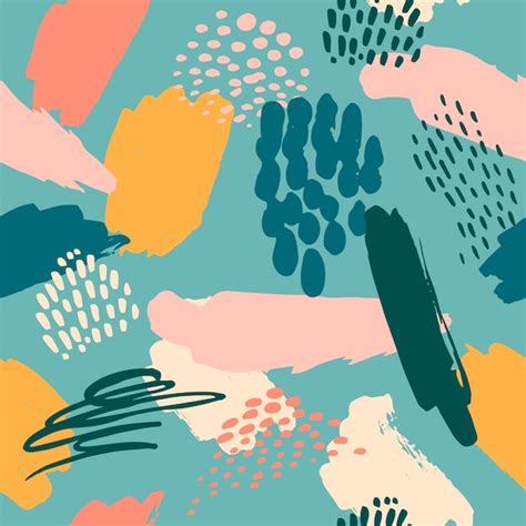 Premium Vector Abstract Artistic Seamless Pattern With Trendy Hand