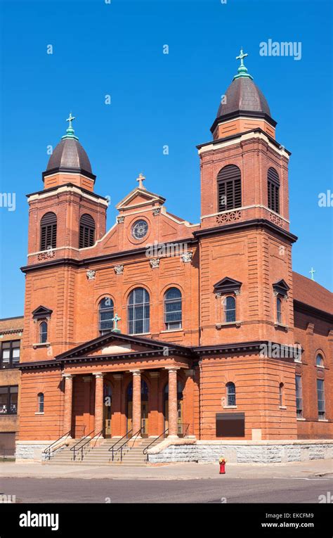 Red Brick Church Exterior Facade And Stairs Of Beaux Arts Architectural
