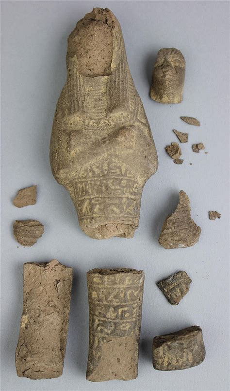 lot gray pottery ushabti ancient funerary figure