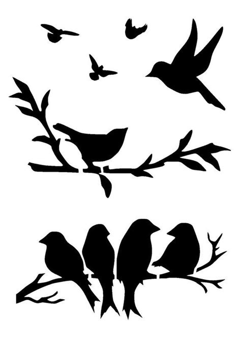 117165 Birds On Branches Stencil Birds 2 A3 Vogel Stempel