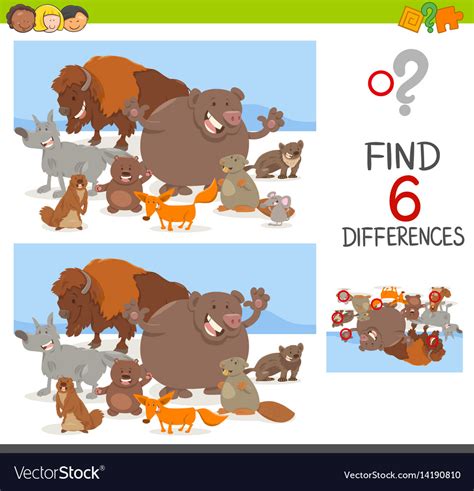 Spot Differences Game With Animals Royalty Free Vector Image