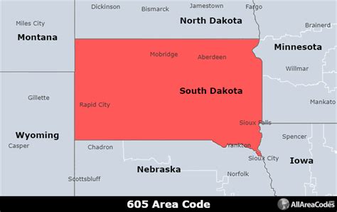 605 Area Code Location Map Time Zone And Phone Lookup