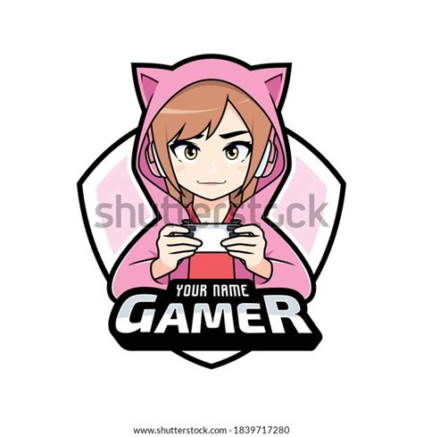 Anime Gamer Girl Character Esport Logo Stock Vector Royalty Free