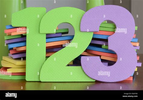 Colorful Vertical Flat Foam Numbers 1 2 3 In A Row Arrangement And