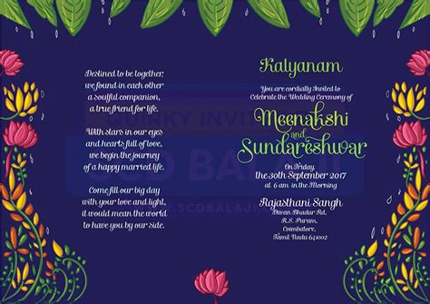 Indian wedding invitation card template. Traditional South Indian / Tamil Brahmin Wedding Invitation - Inner Pages design… | Wedding card ...