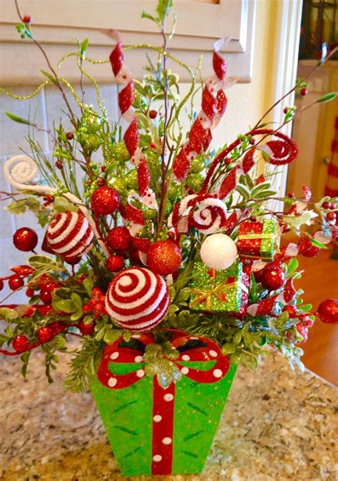 Candy Cane Striped Accents In Arrangement Christmas Flower