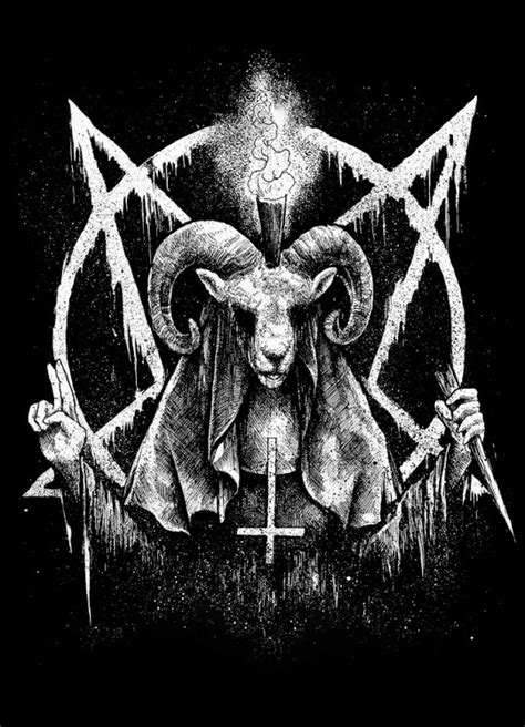 Occult 666 Death Metal Skeleton Skeleton Baphomet Wall Canvas Satanic