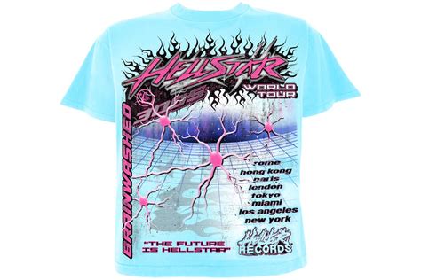 Hellstar Neuron Tour T Shirt Light Blue Fw23 Gb