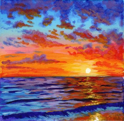Sunset Ocean Beginners Learn To Paint Acrylic Tutorial Step By Step Day