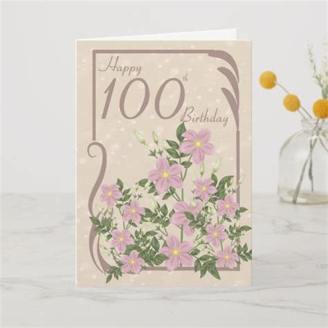 Floral 100th Birthday Greeting Card 100th Birthday Card