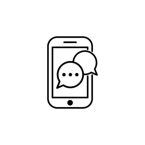 Mobile Phone Chat Message Notifications Vector Icon Isolated Line