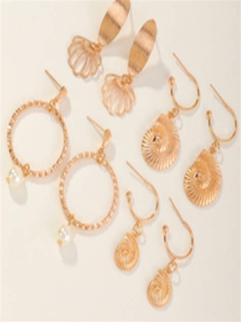 Buy Urbanic Set Of Gold Toned Earrings Earrings For Women