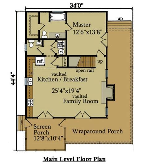 2 Bedroom Cabin Plan With Covered Porch Little River
