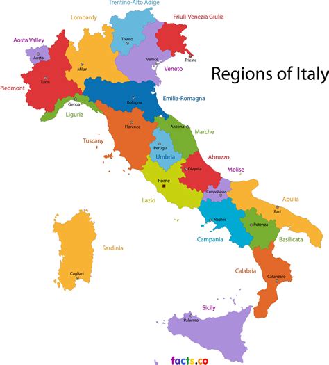 Regions Of Italy Map With Cities Kaart Kroatie