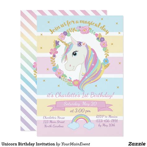 Unicorn Birthday Invitation With Images Unicorn