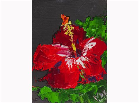 Hibiscus Painting Original Painting Floral Small Oil Painting Etsy