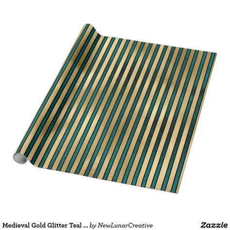Elegant Teal Gold Glitter Striped Formal Chic Wrapping Paper Zazzle