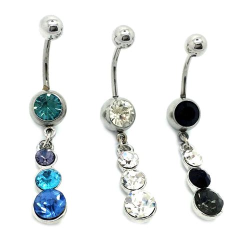 Bobijoo Jewelry Piercing Navel Surgical Steel Rhinestone Colors