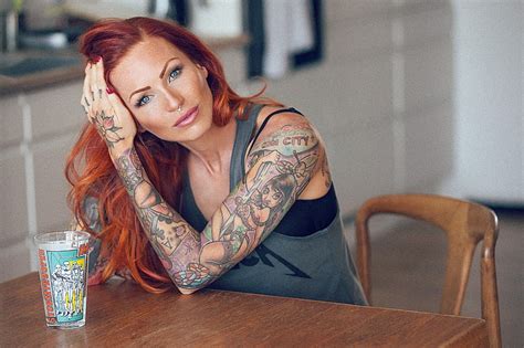 Women Tattoo Redhead Anne Lindfjeld Model Hd Wallpaper