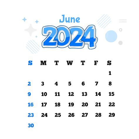 2024년 6월 투명 디자인 벡터 2024년 6월 2024년 6월 달력 월간 달력 Png 일러스트 및 벡터 에 대한 무료