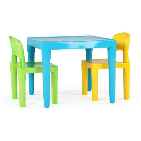 Tot Tutors Playtime 3 Piece Aqua Kids Plastic Table And Chair Set Tc800