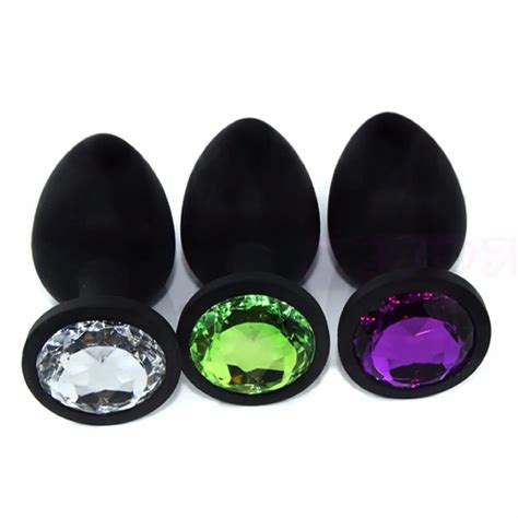 1pcs 80 34mm Sexy Black Silicone Butt Anal Plug With Crystal Jewelry Sex Anal Toys In Adult