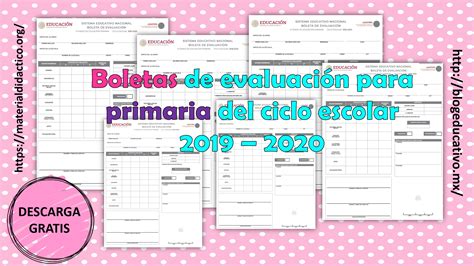 Boletas De Evaluación Para Primaria Del Ciclo Escolar 2019 2020