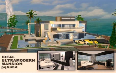 Pqsim4 Ideal Ultramodern Mansion Sims 4 Custom Content Tiny House