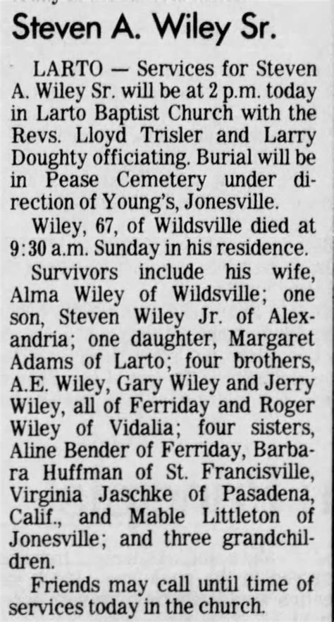 Steven Artellis “Steve” Wiley Sr. (1919-1987) - Mémorial Find a Grave