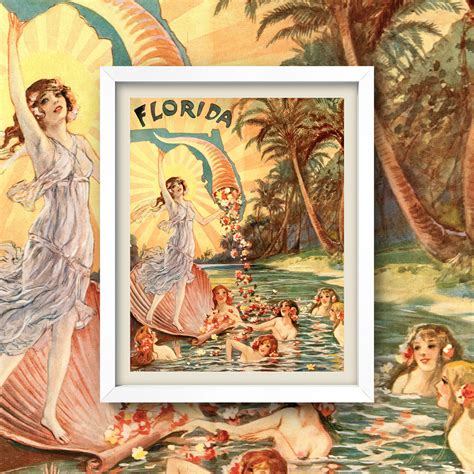 Vintage Florida Print Antique Florida Wall Art 8x10 Print Etsy