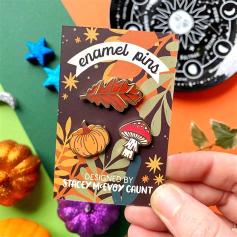 Autumn Enamel Pin Set Halloween Enamel Pin Mushroom Enamel Etsy Uk