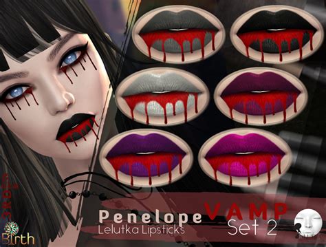 Second Life Marketplace Birth Penelop Lelutka Lipsticks Vamp Set 2