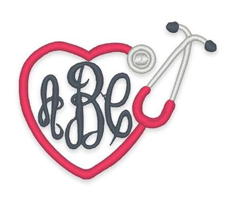 Heart Stethoscope Monogram Frame Embroidery Design Instant Etsy