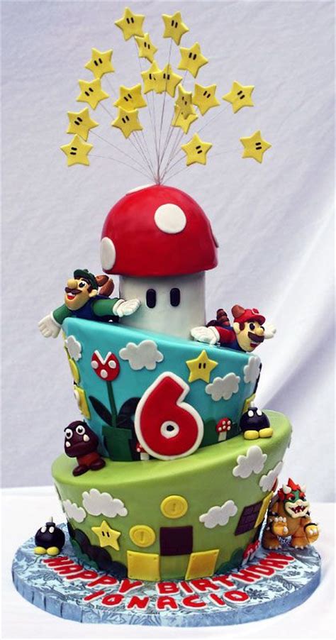This mario bros theme birthday cake became the perfect center piece for the dessert table we created. Some Super Mario Cake / Super Mario Cake ideas