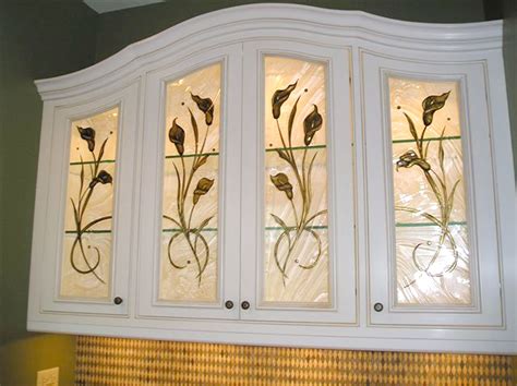 Custom Calla Lilly Stained Glass Cabinet Door Inserts Stained Glass