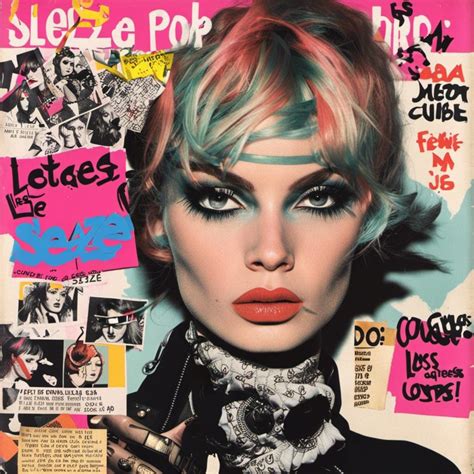 pop art collage french fashion punk sleaze core cheap 1970s magazine aesthetics ai generated
