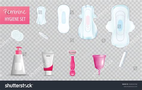 Feminine Hygiene Transparent Set Menstruation Symbols Stock Vector Royalty Free
