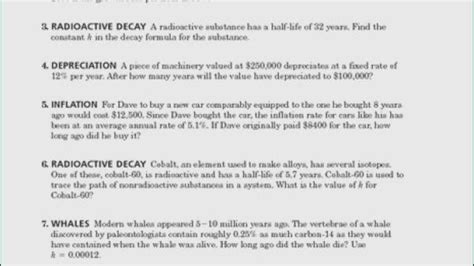This worksheet can be downloaded in seconds along with the other valuable worksheets we provide. Exponential Growth And Decay Word Problems Worksheet | db ...