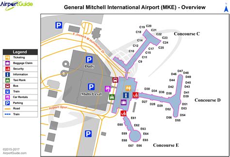 Milwaukee General Mitchell International Mke Airport Terminal Map Overview