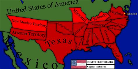 Confederate States Of America Map World Map
