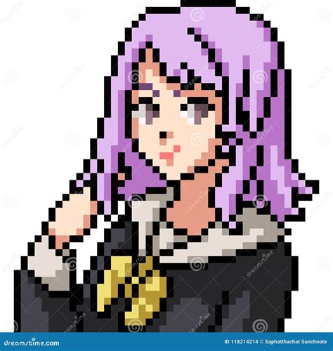 Vector Pixel Art Anime Girl Stock Vector Illustration Of Young