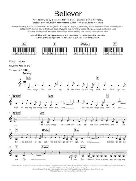 ▸ additional occasional bonus videos. Believer sheet music by Imagine Dragons (Keyboard - 125298)